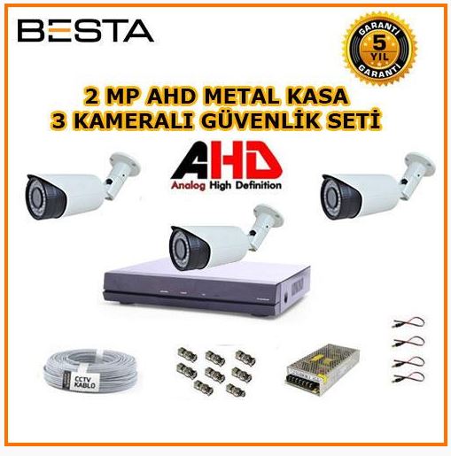 3 kameralı güvenlik seti